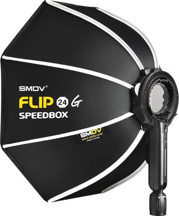 Імпульсне фото SMDV Softbox Speedbox-Flip 24 60 см Ø 525 x 130 мм Готовий до використання за 1 секунду З адаптером для Godox V1 24 FLIP C