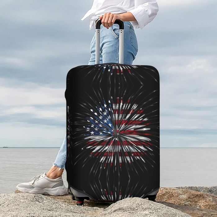 Чохол для валізи Пілотний кокпіт, захист від пилу та подряпин, принт Американський прапор та феєрверк, розмір 90