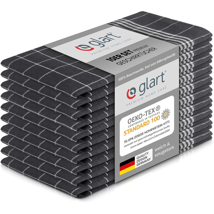 Набір з 10 чайних рушників рушники кухонні, 50х70 см, 100 бавовна Oeko-TEX Standard 100, сірі, попередньо випрані, серветки для ку