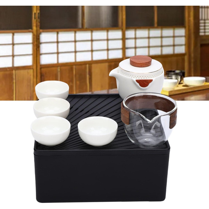 Чайний набір Luocute в китайському стилі кунг-фу, портативна керамічна чайничка та чашки з сумкою для подорожей, для дому, офісу, подарунок для активного відпочинку