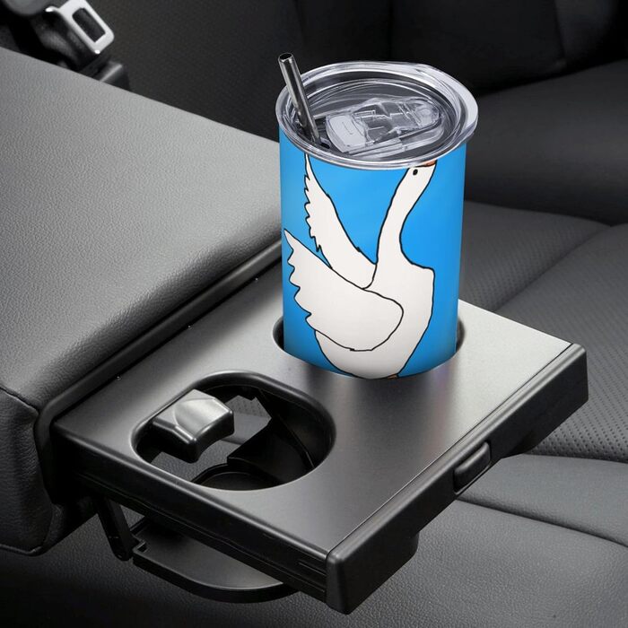 Кухоль з прямою трубочкою, 590 мл, білий гусячий будиночок, дорожній кухоль з принтом, підходить для кемпінгу, офісу та дому