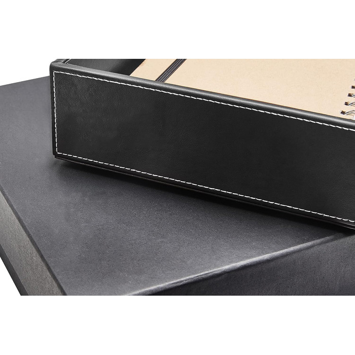 Штабелювані шкіряні лотки для документів, штабелювані лотки для листів формату А4, комплект з 2 шт. , для офісу, дому та школи, чорні.