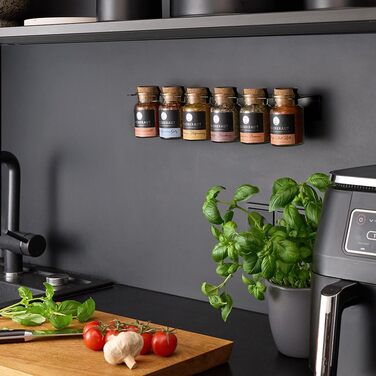 Ярусна підставка для спецій Ankerkraut, металевий органайзер для спецій, розрахований на 6 банок для спецій, легке складання, включаючи 2 дюбелі та шурупи, виготовлено в Німеччині, 6-