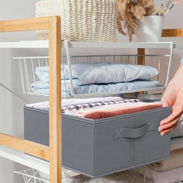 Комплект із 4 ящиків-органайзерів Niviy для гардеробу, складні коробки для зберігання одягу, штанів, спідньої білизни, штабелюваний органайзер для гардеробу, система коробок для зберігання з 7 відділеннями (Д44*Ш30*В20 см, сірий - комплект із 4 предметів 