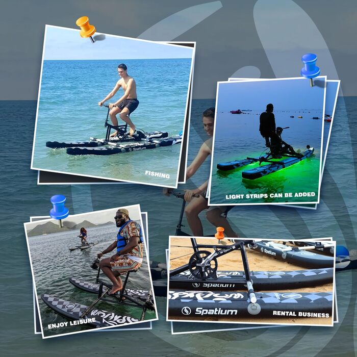 Надувний човен для риболовлі, педальний каяк Spatium, водний велосипед, 200 кг, чек