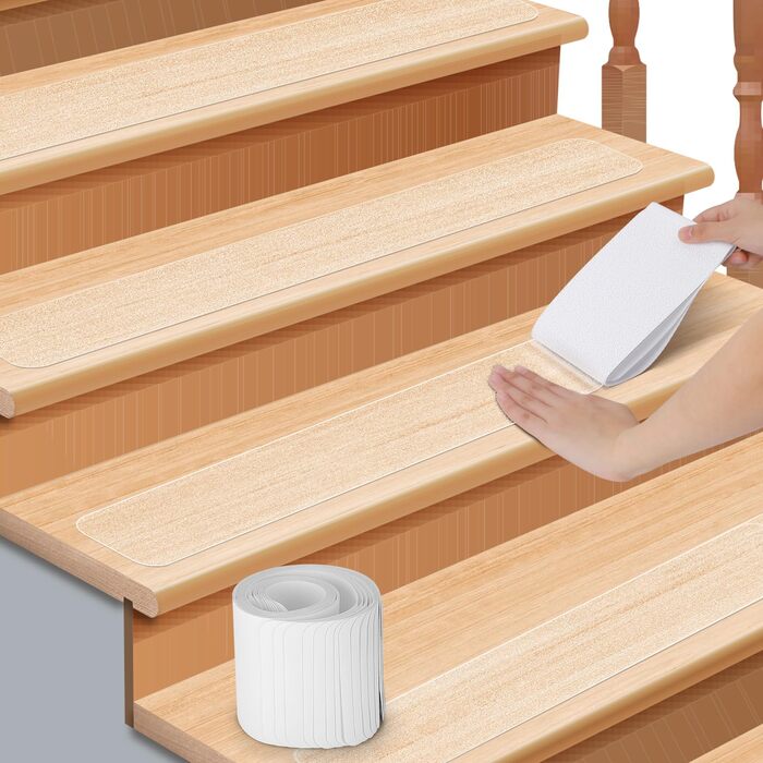 Килимки для сходів Cozary, протиковзкі килимки для сходів, прозорий водонепроникний самоклеючий килимок для сходів, протиковзкі сходинки, для дерев&39яних сходів у приміщенні, протиковзкий килимок, 15 шт. , 15 см x 60 см