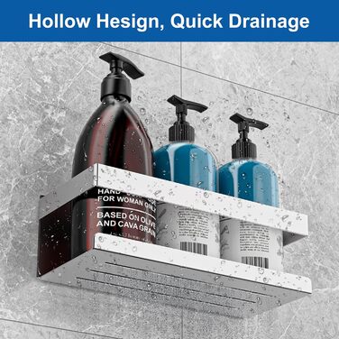 Полиця для душу без свердління, 2 шт., нержавіюча сталь SUS304, органайзер для ванної кімнати, тримач для шампуню та гелю для душу (сріблястий, 2 шт.)