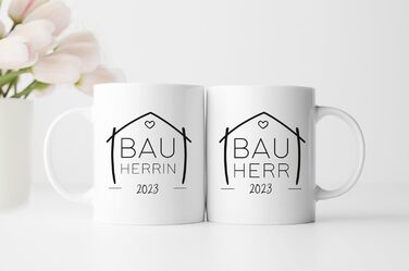 Кухоль для домовласників (2025, 2026), володіння будинком, церемонія завершення будівництва, заселення, будівельний майданчик, подарунок на день народження, будинок мрії, будівництво будинку, новий дім, ідея подарунка, подарунок для чоловіків та жінок (бі