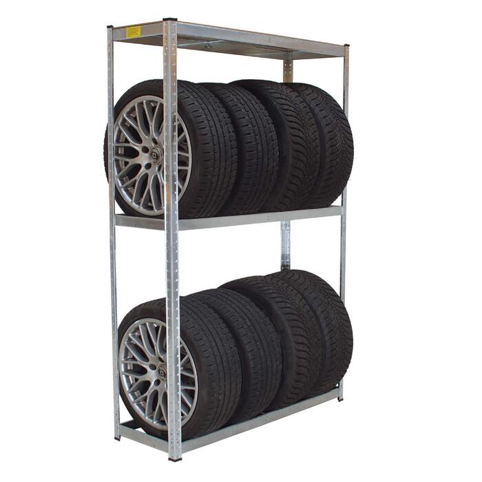 Стійка для шин TRUTZHOLM на 8 шин, 795 кг, 180x120x40 см, гумовий захист/захист країв, регульована висота, підставка для шин, безболтовий стелаж, стелаж для зберігання, регульована висота, гаражні полиці, полиці для майстерні, надміцні полиці
