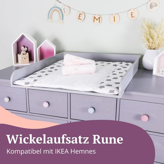 Пеленальний матрацик сумісний з комодами IKEA Hemnes тощо 159,5x80x10 см Пеленальний матрацик з кришкою з сірого дерева МДФ Пелена