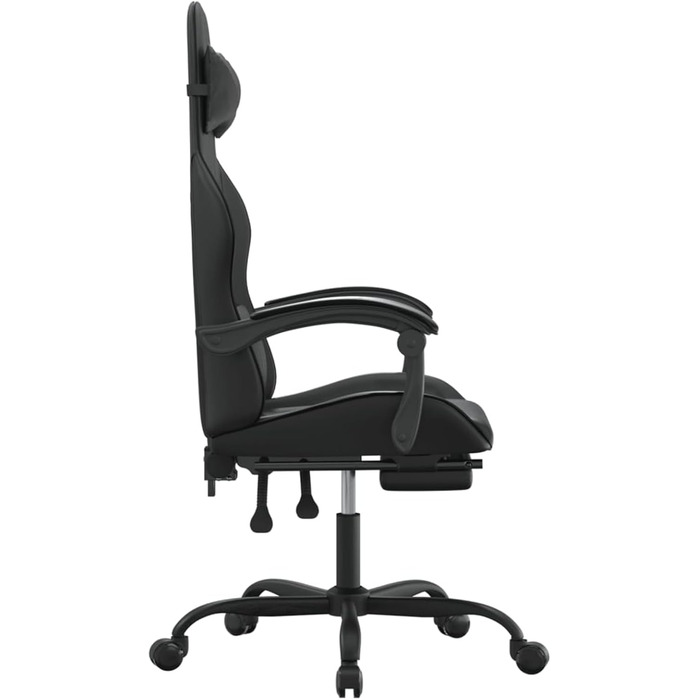 Зручне ігрове крісло зі шкіряною оббивкою та підставкою для ніг - Чорне, 57,5 x 59,5 x 121-131 см Ігрове крісло Модель 349539