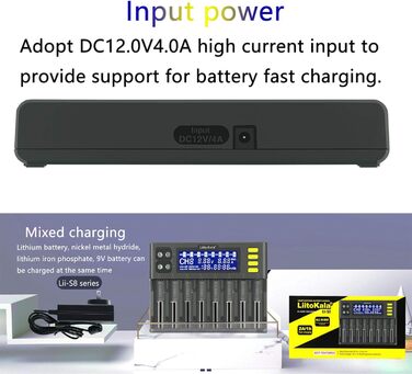 Інтелектуальний зарядний пристрій Docooler Liito Kala LII-S8, 8 слотів, автоматичний/ручний, світлодіодний, сумісний із літієвими акумуляторами 18650, 26650, 21700, 26700, AA, AAA