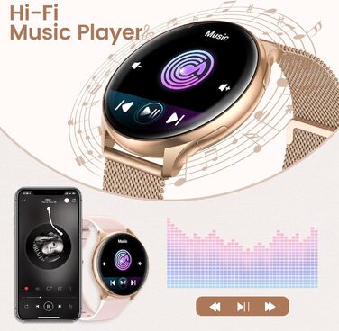 Жіночий смарт-годинник RUXINGX з функцією телефону, 1,32-дюймовий HD Full Touch екран, наручний годинник з монітором серцевого ритму SpO2, монітором менструального циклу, монітором сну, крокоміром, трекером калорій, фітнес-трекером, IP68, сумісний з iOS/A