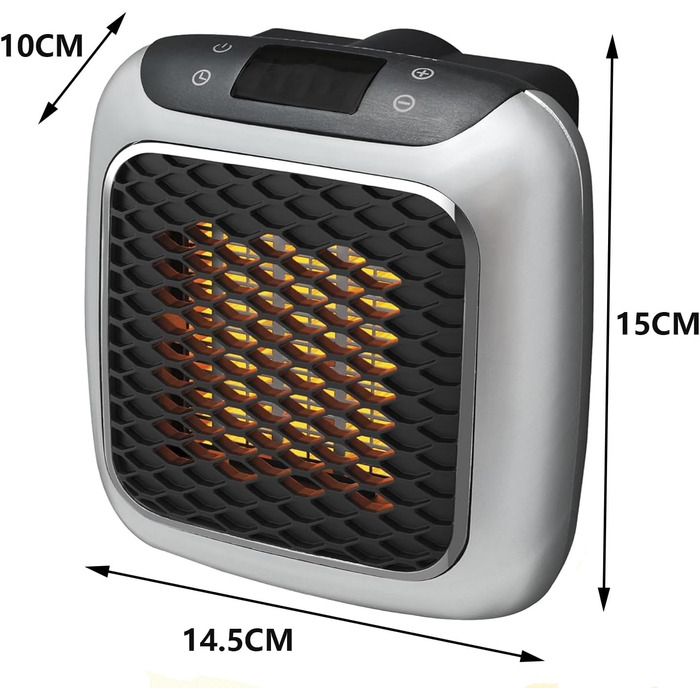 Підключається до мережі, електричний настінний вентиляторний обігрівач потужністю 800 Вт з термокерамічною технологією Цифровий термостат, 12-годинний таймер, керамічний нагрівальний елемент PTC, підходить для ванної кімнати, спальні та офісу
