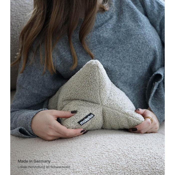 Подушка для читання mokebo Кістка для читання з мякої тканини букле, ергономічна подушка для шиї з затишної плюшевої тканини, гнучка підставка для книг, електронних книг або планшетів або як подушка для дивана з натуральної бежевої тканини букле