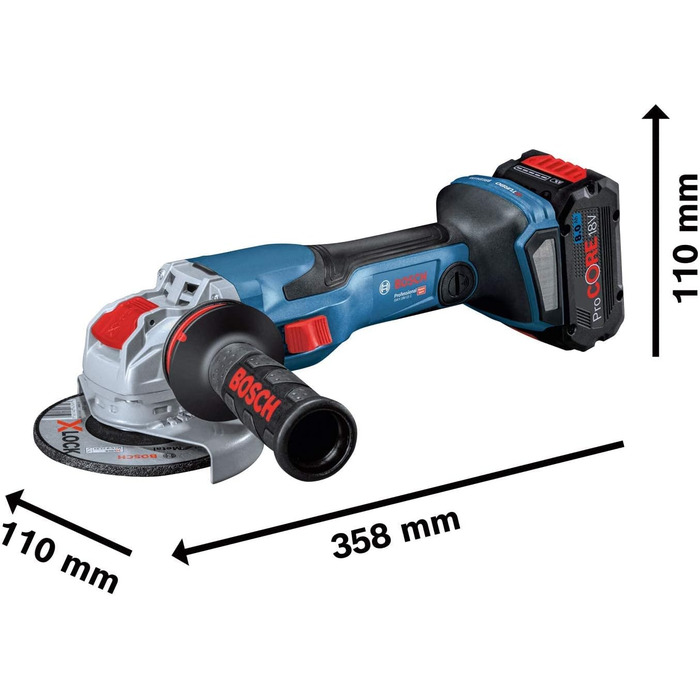 Акумуляторна кутова шліфувальна машина Bosch Professional 18V System BITURBO GWX 18V-15 C з X-LOCK (Ø диска 125 мм, у комплекті за