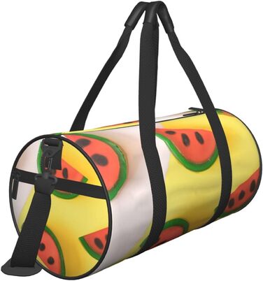 Спортивна сумка, дорожня сумка, літня сумка, з принтом кавуна, сумка на нічліг, чорна, універсальний розмір