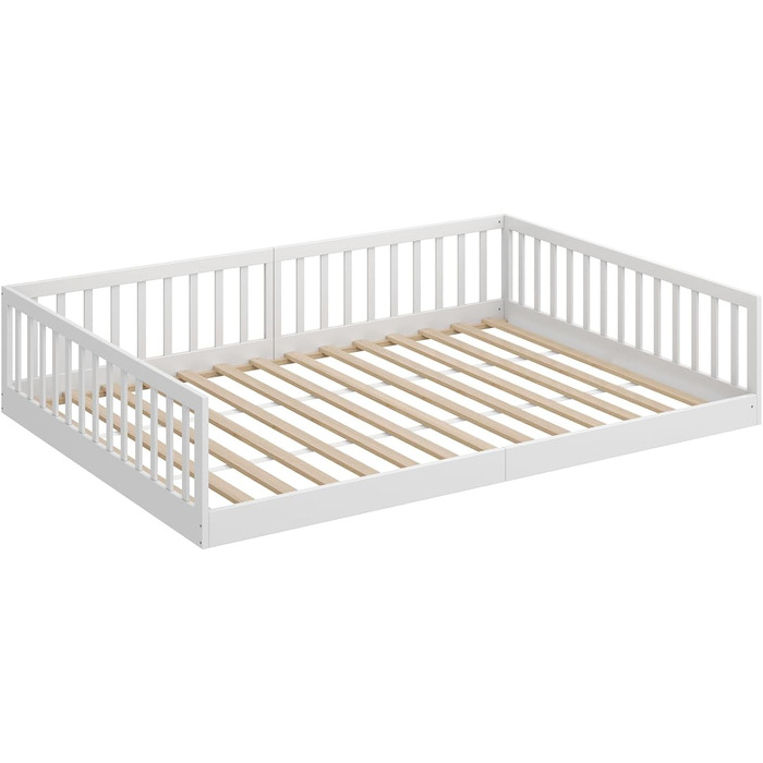 Підлогове ліжко CADANI Timi 2в1 120x200 см Дитяче ліжко Монтессорі зі знімним захистом від випадіння, включаючи ламельну раму, з м