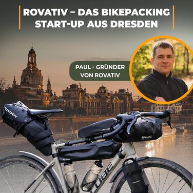 Сумка на верхню трубу велосипеда Rovativ Bikepacking 1,8 літра 100 водонепроникна - Сумка на верхню трубу - Надміцне кріплення - Нова блискавка - для гравійних велосипедів, шосейних велосипедів, гірських велосипедів