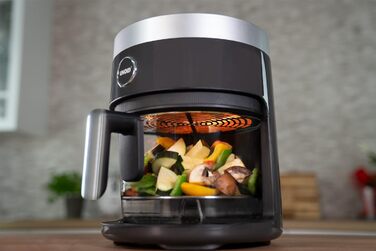 Скляна фритюрниця BPA-Free - фритюрниця, 1,200 Вт, світлодіодний сенсорний екран, 10 автоматичних програм для, гриля, приготування, смаження, зневоднення, випічки, нагрівання, розморожування або смаження - без олії, 58695