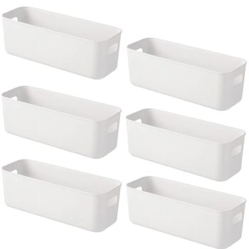 Пластикова коробка для зберігання, кошик для зберігання з ручками, органайзер для кухонної шафи, кошики, пластикова коробка для зберігання на полицю у ванній кімнаті (28910см, 6 білих) 28910см 6 білих