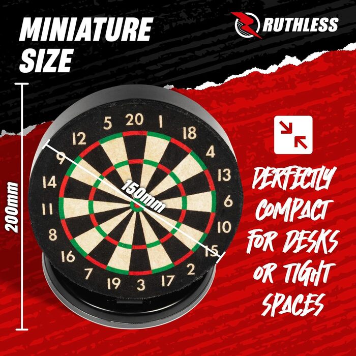 Набір міні-дартсів Ruthless Мініатюрні дротики та набір мішеней для дому та офісу, включаючи міні-дарти зі сталевим наконечником