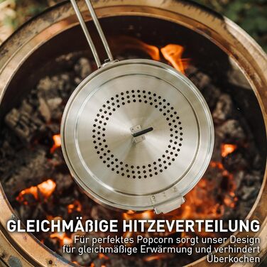 Соло піч Багаття Попкорн Виробник попкорну з нержавіючої сталі Поппер Вогнищева чаша Аксесуари 3 кварти Ємність Висота 10,2 см Довжина 86,4 см Діаметр 19,7 см Вага 1,3 кг