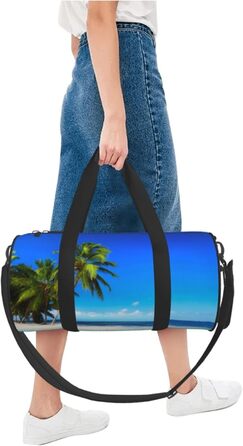 Біла Тигриця Містка дорожня сумка для подорожей, легка та довговічна, ідеальний подарунок для походів, відпустки, ділових поїздок та іншого. Дизайн пальми та чисте море, універсальний розмір.