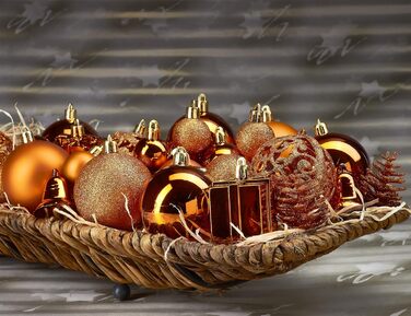 Набір різдвяних кульок із 101 предмета з верхівкою для ялинки помаранчеві BRUBAKER