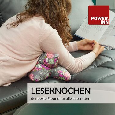 Велика подушка для читання, приблизно 44x23 см Подушка для шиї, яку можна використовувати як підставку для книги та як подушку для читання Можна прати при 60C, виготовлена з високоякісної дизайнерської тканини з принтом, 100 бавовна (бавовна, сіро-білий к