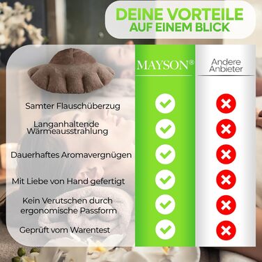 Подушка для шиї та плечей MAYSON з вишневими кісточками для мікрохвильової печі - Зернова подушка з лавандою - XXL тепла подушка з коміром-стійкою - Ароматерапія для релаксації