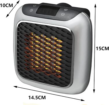 Підключається до мережі, електричний настінний вентиляторний обігрівач потужністю 800 Вт з термокерамічною технологією Цифровий термостат, 12-годинний таймер, керамічний нагрівальний елемент PTC, підходить для ванної кімнати, спальні та офісу