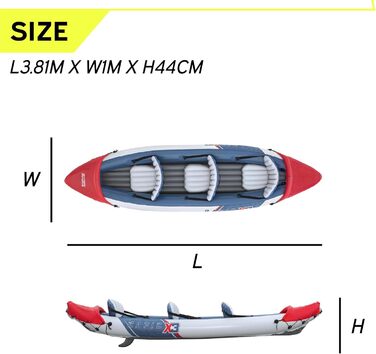 Надувний каяк Bestway Hydro-Force на 3 особи з алюмінієвими веслами та ручним насосом, каяк на 3 особи, повний комплект каяків на 3 особи, червоний