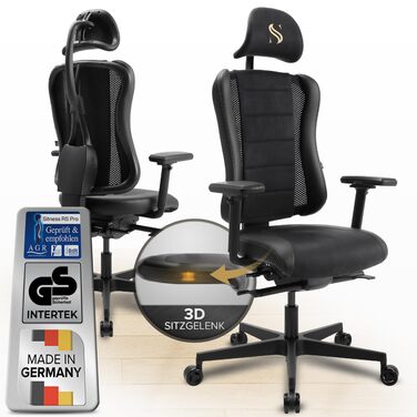 Ергономічне офісне крісло запатентоване 3D-з&39єднання сидіння Робоче крісло, 100 індивідуальне регулювання Ергономічне офісне крісло Комп&39ютерне крісло Обертове крісло, вантажопідйомність 150 кг, чорне Legatus Plus