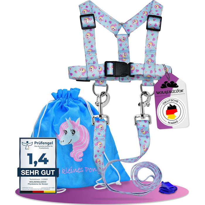 Дитяча повідка для коня світло-блакитний WOLKENGLÜCK