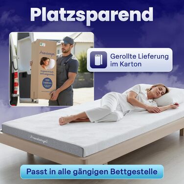 Матрац Arensberger LINA 90x200 см, висота 11 см Гелева піна NANOCELL Середньої жорсткості H3 Преміальний чохол 240 г/м Можна прати при 60C Матрац з холодної піни 90x200 Рейтинг 1.1 Сертифіковано Oeko-Tex 90 x 200 см 11 см