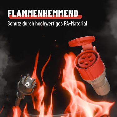 Перехідник ABSINA з вилки Schuko на розетку CEE 16A - Schuko на CEE як аксесуар для електромобіля - Schuko на CEE 16A 5-контактний з кабелем довжиною 60 см та захистом IP44 - кабель-адаптер 230 В 16 А