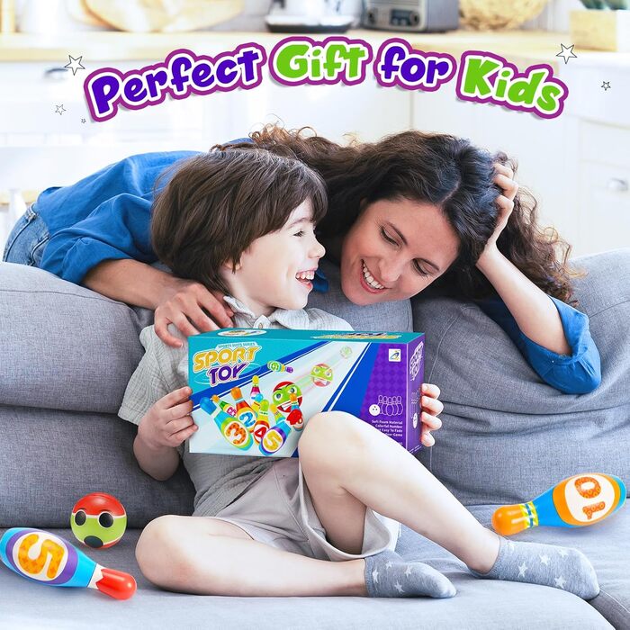 Набір для боулінгу для дітей, іграшка для хлопчиків 1, 2 та 3 років, подарунок для хлопчиків 1-6 років, ігри для дітей 2, 3 та 4 років, іграшка Монтессорі для дітей від 2 років, іграшка для активного відпочинку на свіжому повітрі для дітей 1, 2, 3, 4 та 5