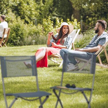 Складаний стілець Relaxdays Балконний набір з 2 шт. , металевий, пластик, садовий стілець HBT 87 x 55 x 48 см, розкладний балконний стілець, антрацит одномісний