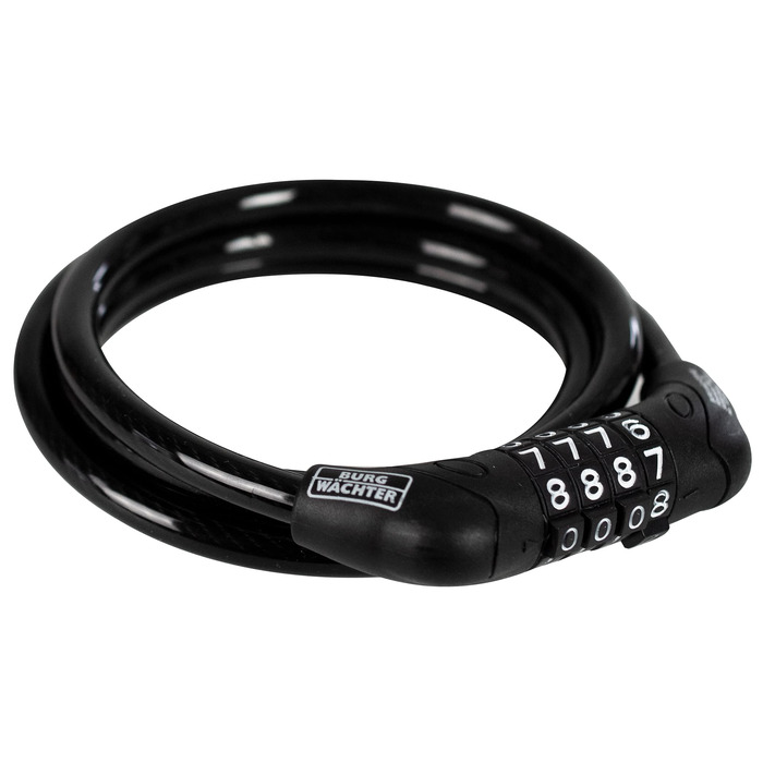 Велосипедний замок Burg-Wchter з кодовим замком, спіральний замок, захист від крадіжки, трос-замок, сталевий трос, 120 см завдовжки, Ø 8 мм, 1230 C 120, чорний