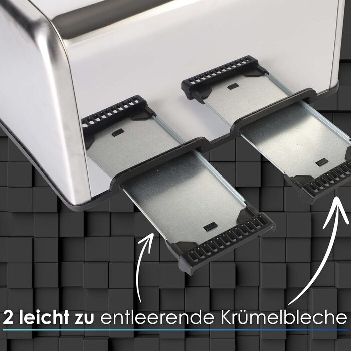 Тостер Steinborg long slot Цифровий дисплей зі зворотним відліком Кнопки з підсвічуванням Тостер на 4 скибочки XXL тостер 1630 Вт