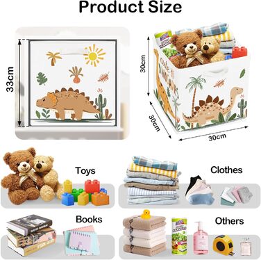 Коробка для зберігання 3 шт. и бохо динозавр кошик для зберігання дітей складаний пальмовий кубик для зберігання яєць іграшок, книг, одягу, кактусів, 30