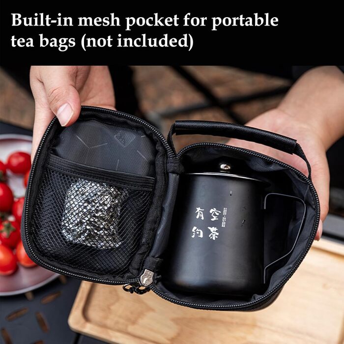 Набір для чаювання в дорозі Подорожній затишок портативний чайник з нержавіючої сталі для кемпінгу на 4 чашки, ідеальний для пікніків та грилю