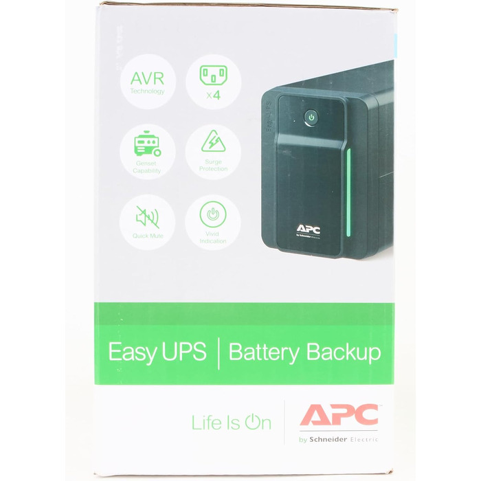 ДБЖ APC Easy UPS - BVX700LI - джерело безперебійного живлення 700 ВА, резервний акумулятор і захист від перенапруг, резервний акумулятор з стабілізатором, світлодіодні індикатори 700 ВА / 360 Вт IEC - IE