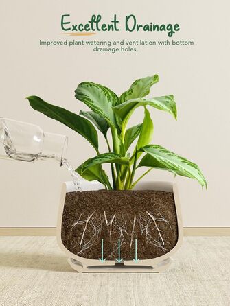 Керамічні квіткові горщики LE TAUCI з блюдцями, набір маленьких квіткових горщиків діаметром 101316 см, набір з 3 горщиків для кімнатних рослин, горщики з дренажним отвором, білі