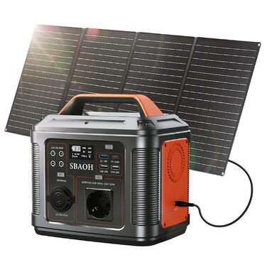 Портативна електростанція із сонячною панеллю 60 Вт, сонячний генератор SBAOH 296 Втгод з вихідною потужністю 300 Вт, мобільне джерело живлення для саду, подорожей, кемпінгу, автофургона, аварійної служби, сонячна панель 300 Вт 60 Вт