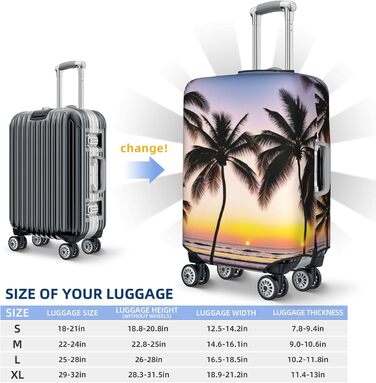 Чохол для валізи Захід Сонця, міцний захист для багажу, підходить для валіз розміром 45.7 - 81.3 см, розмір XL, Чорний, X-Large