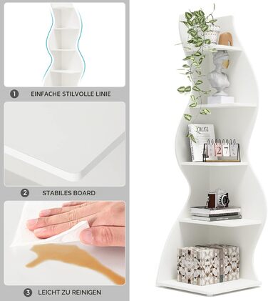 Кутова полиця Tribesigns, висота 178 см, полиця для зберігання, книжкова полиця, підставка для рослин, органайзер, 5 рівнів, сучасна, для дому, офісу, вітальні, спальні, балкону, біла