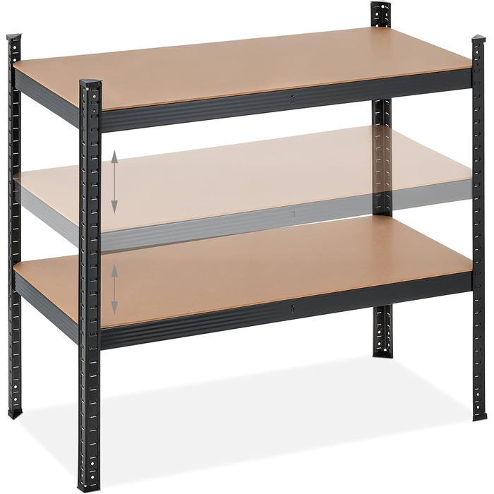 Надміцний стелаж Relaxdays, 5 ярусів, металевий стелаж для зберігання, чорний Розміри 180x100x50 см, вантажопідйомність 1250 кг, для підвалу, гаража