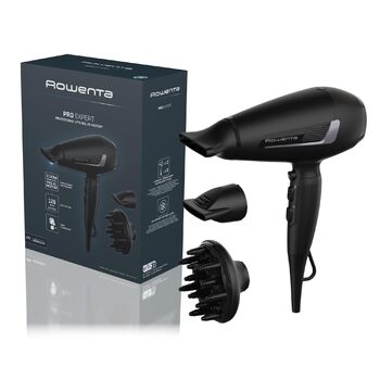 Фен для волосся Rowenta Pro Expert CV8825 швидка сушка, іонізація, легка вага, чорний/сріблястий